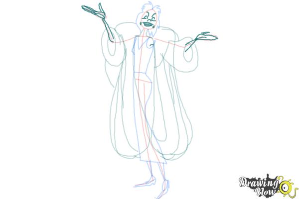 How to Draw Cruella De Vil, Disney Villain - Step 8