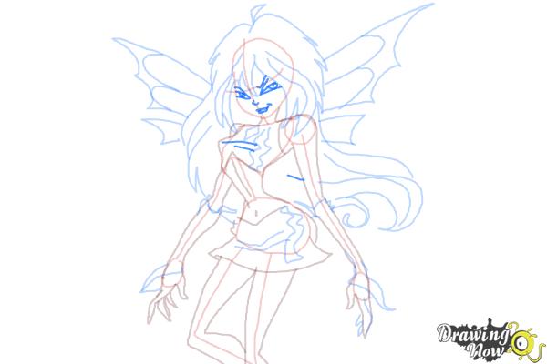 How to Draw Dark Bloom from Winx - Step 9