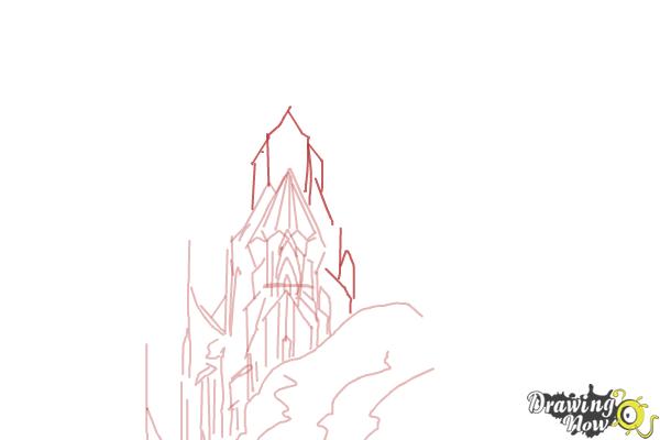 How to Draw Elsa's Ice Palace, Ice Castle - Step 6