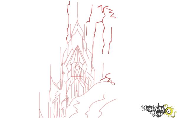 How to Draw Elsa's Ice Palace, Ice Castle - Step 8