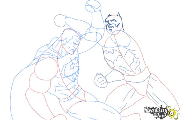 How to Draw Batman VS Superman - Step 13