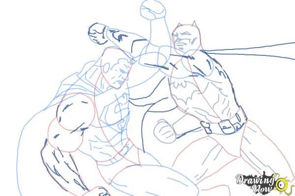 How to Draw Batman VS Superman - Step 14