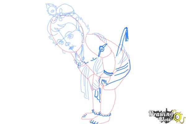 How to Draw Baby Krishna Iskcon - Step 10