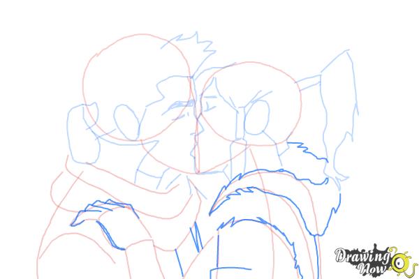 How to Draw Mako And Korra Kissing - Step 10