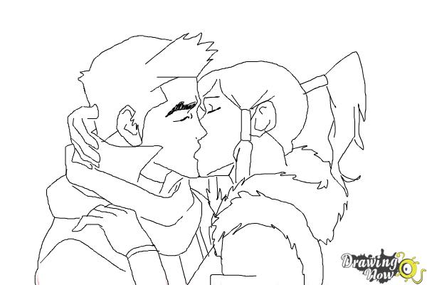 How to Draw Mako And Korra Kissing - Step 12