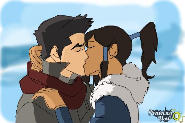 How to Draw Mako And Korra Kissing - Step 13