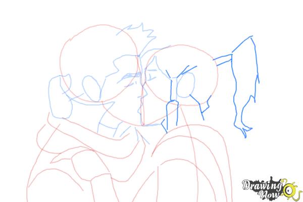 How to Draw Mako And Korra Kissing - Step 9