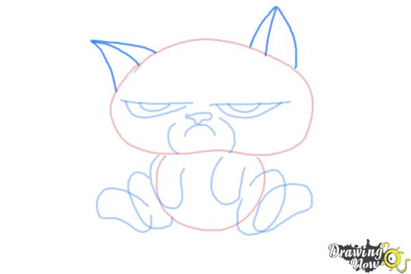 How to Draw Chibi Grumpy Cat - Step 6