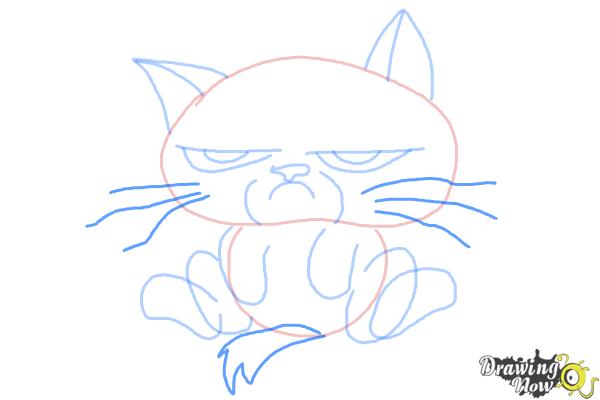 How to Draw Chibi Grumpy Cat - Step 7