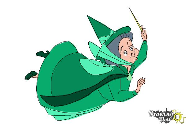 How to Draw Fauna from Sleeping Beauty - Step 10