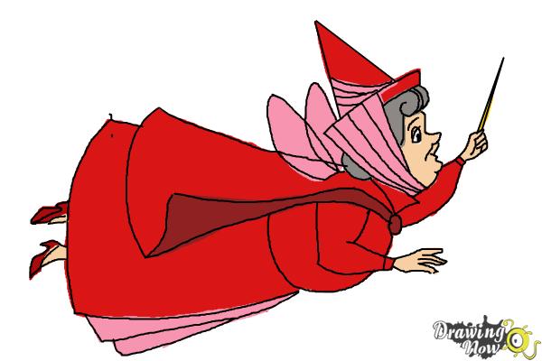 How to Draw Flora from Sleeping Beauty - Step 10