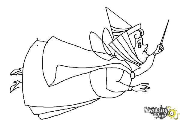 How to Draw Flora from Sleeping Beauty - Step 9
