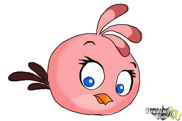 How to Draw Angry Bird Stella, Pink Bird - Step 10