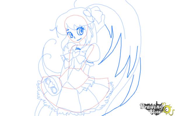 How to Draw Cure Lovely, Aino Megumi from Happiness Charge Precure - Step 8