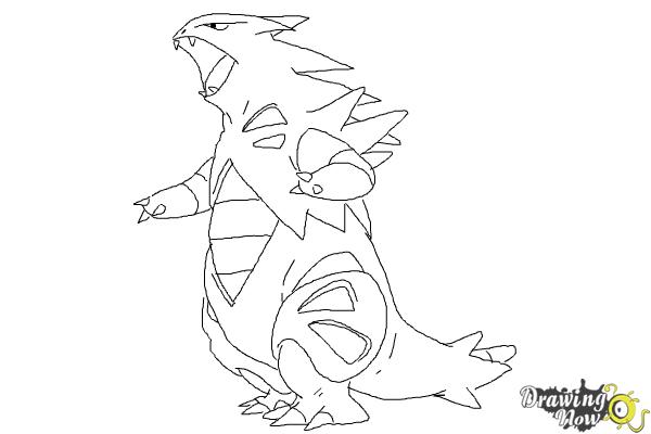 How to Draw Mega Tyranitar  from Pokemon  X Y DrawingNow