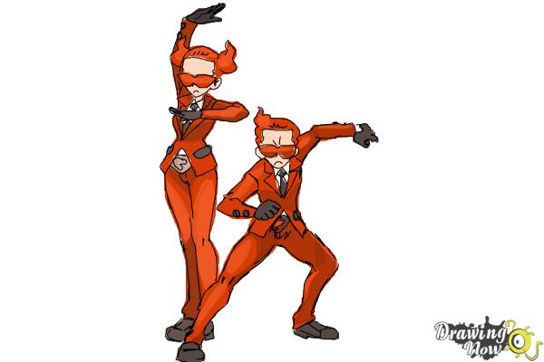 How to Draw Team Flare from Pokemon X & Y - Step 12