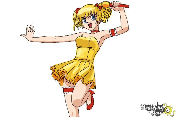 How to Draw Tamura Eriko from Idol Densetsu Eriko - Step 10