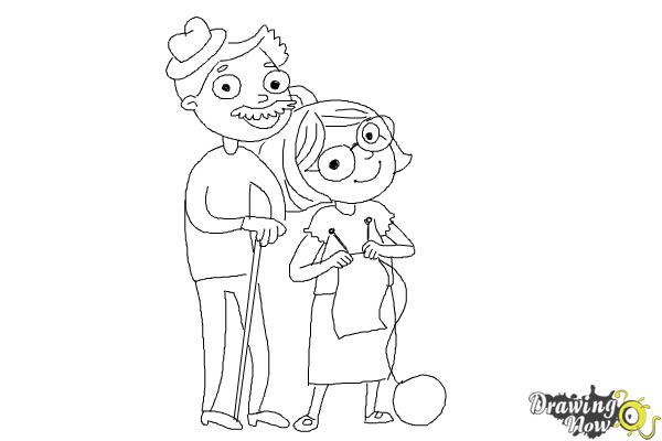 How to Draw Grandparents - Step 13