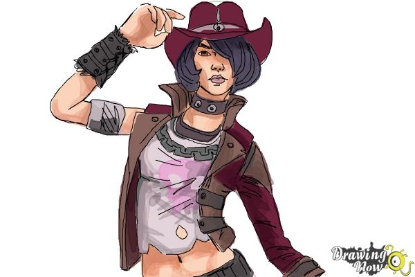 How to Draw Nisha from Borderlands The Pre-Sequel - Step 11