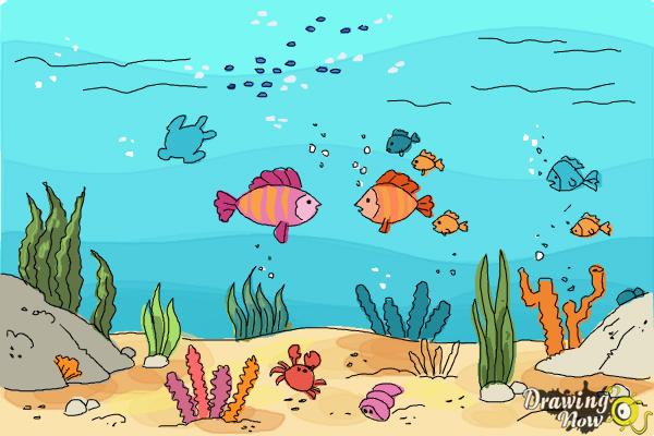 How to Draw An Underwater Scenery for Beginners Step By Step  YouTube