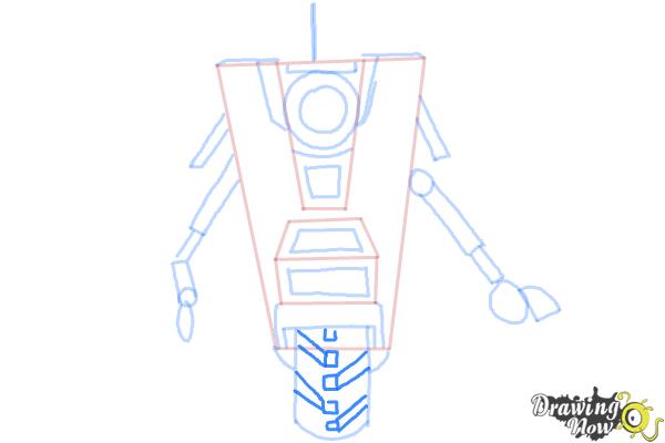 How to Draw Claptrap from Borderlands The Pre-Sequel - Step 8.