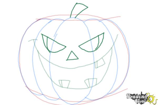 How to Draw a Halloween Pumpkin - Step 7