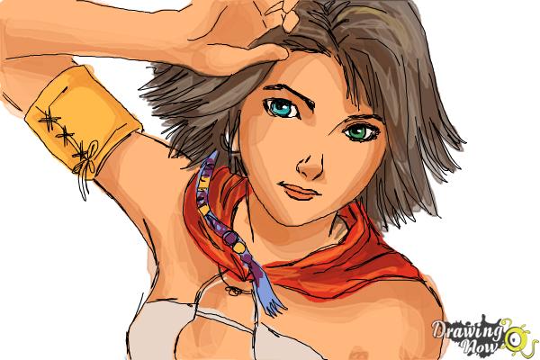 How to Draw Yuna from Final Fantasy - Step 10 How to Draw Yuna from Final Fantasy - Step 10