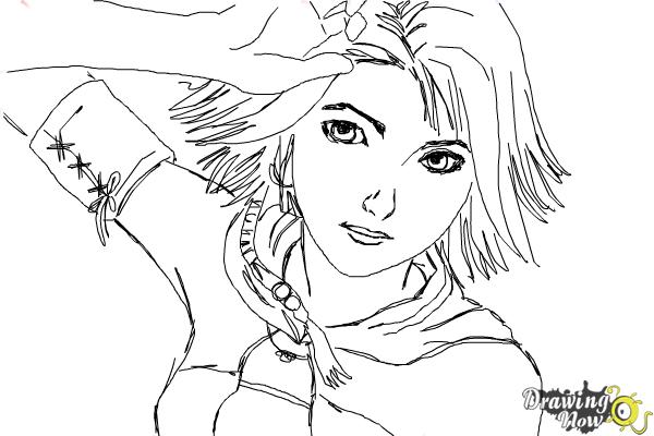 How to Draw Yuna from Final Fantasy - Step 9 How to Draw Yuna from Final Fantasy - Step 9