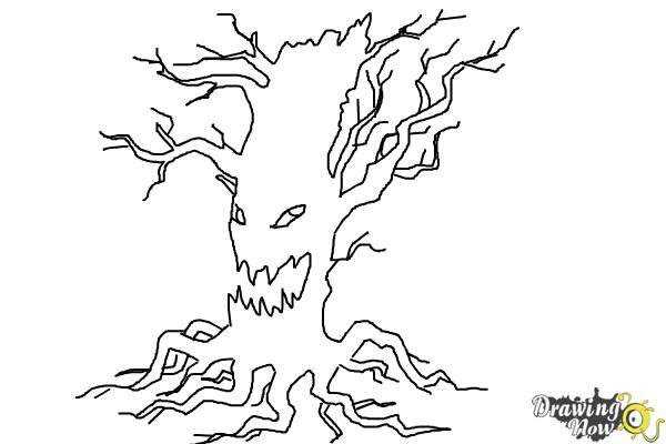 How to Draw a Scary Tree - Step 9 How to Draw a Scary Tree - Step 9