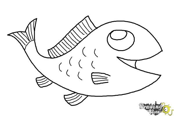 How to Draw a Simple Fish - Step 10 How to Draw a Simple Fish - Step 10