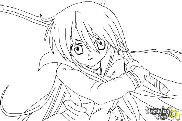 How to Draw Shana from Shakugan No Shana - Step 9 How to Draw Shana from Shakugan No Shana - Step 9