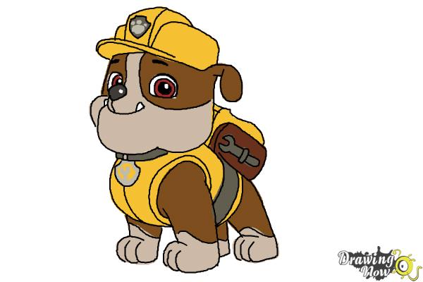 How to Draw Rubble Paw Patrol - Step 13