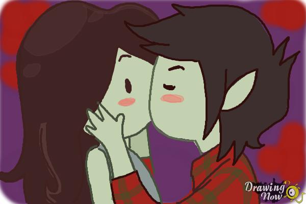 How To Draw Marceline And Marshall Lee Kissing Drawingnow