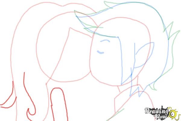 How to Draw Marceline And Marshall Lee Kissing - Step 7