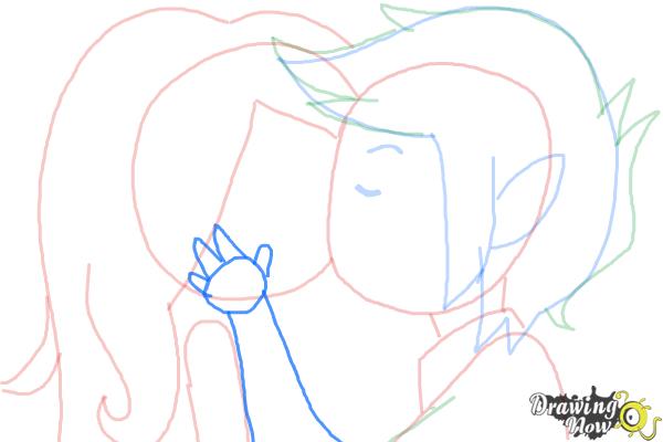 How to Draw Marceline And Marshall Lee Kissing - Step 8