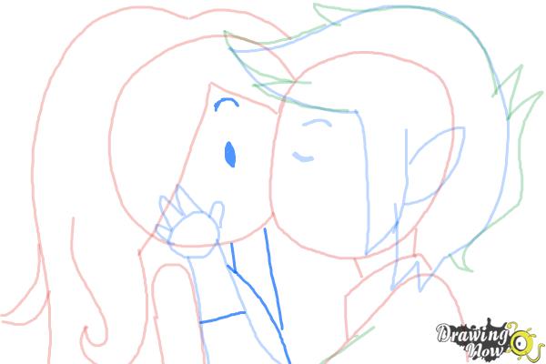 How to Draw Marceline And Marshall Lee Kissing - Step 9