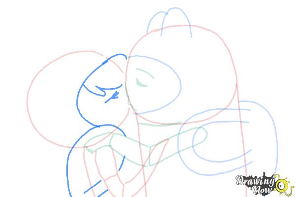 How to Draw Finn And Fionna Kissing - Step 7