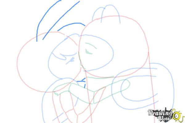 How to Draw Finn And Fionna Kissing - Step 8