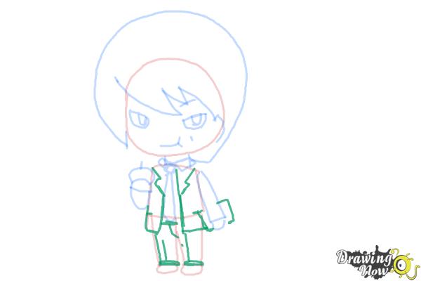 How to Draw Chibi Light Yagami - Step 7