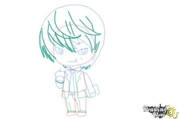 How to Draw Chibi Light Yagami - Step 8