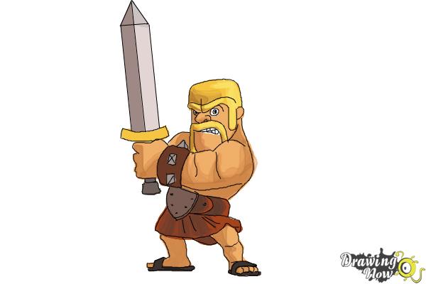 How to draw Raged Barbarian from CoC - Sketchok easy drawing guides