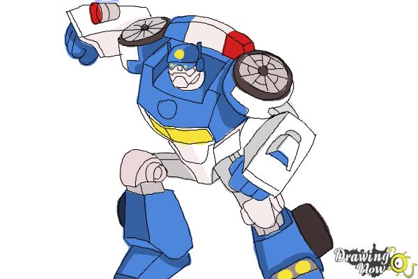 How to Draw Chase from Transformers Rescue Bots - Step 11