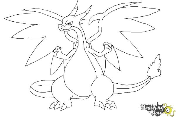 mega charizard x drawing