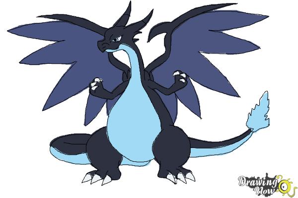 mega charizard x drawing