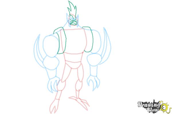 How to Draw Kickin' Hawk from Ben 10 Omniverse - Step 6