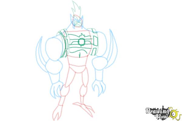 How to Draw Kickin' Hawk from Ben 10 Omniverse - Step 7