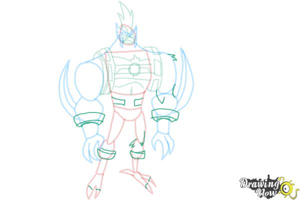 How to Draw Kickin' Hawk from Ben 10 Omniverse - Step 8