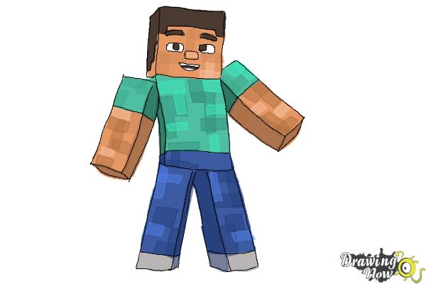 How to Draw Diamond Steve from Minecraft - Step 10