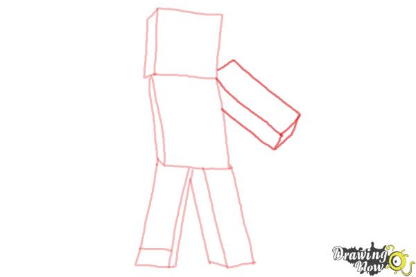 How to Draw Diamond Steve from Minecraft - Step 5