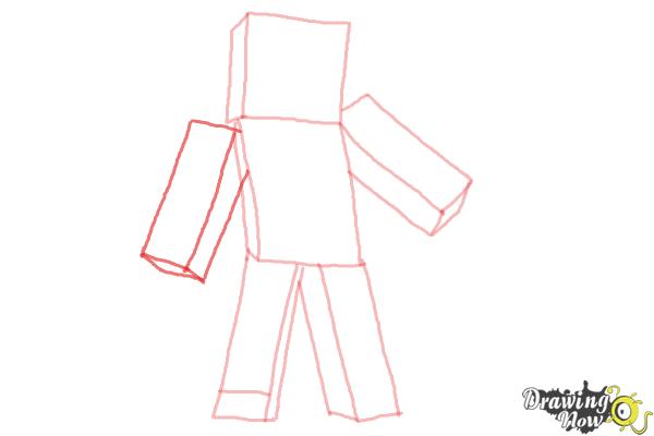 How to Draw Diamond Steve from Minecraft - Step 6